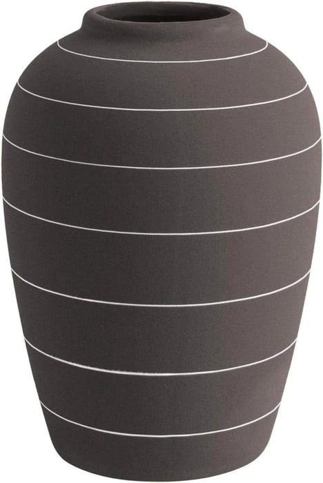 Present Time Living Terra Cone Ceramic Vase - Dark Brown - LemonSalt