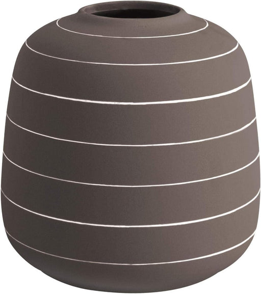 Present Time Living Terra Wide Ceramic Vase - Dark Brown - LemonSalt