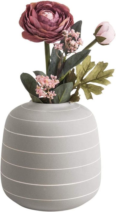 Present Time Living Terra Wide Ceramic Vase - Light Grey - LemonSalt