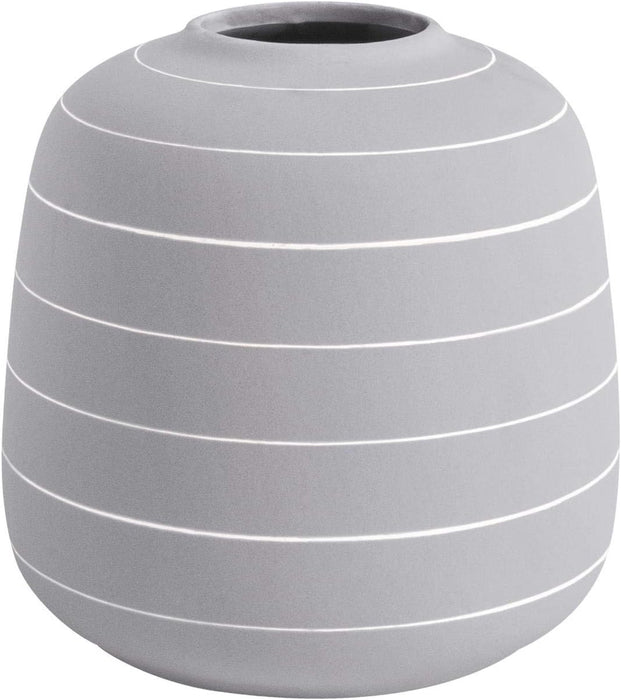Present Time Living Terra Wide Ceramic Vase - Light Grey - LemonSalt