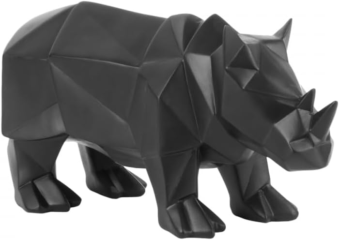 Present Time ORIGAMI Rhino Statue – Matt Black - LemonSalt