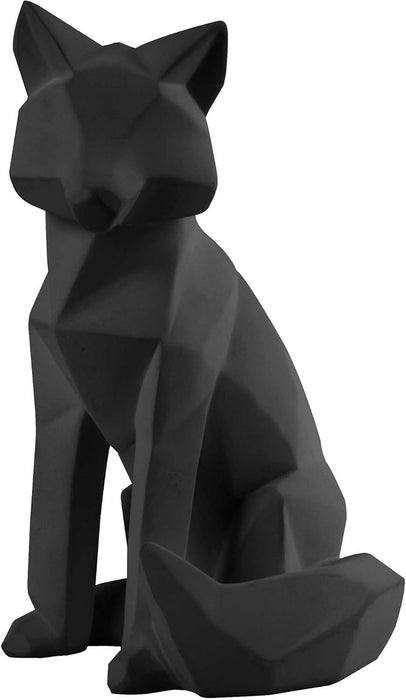 Present Time ORIGAMI Sitting Fox Statue – Matt Black - LemonSalt