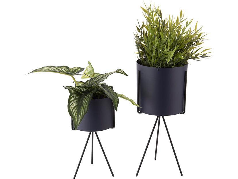 Present Time Pedestal Flower Pot Set - Night blue