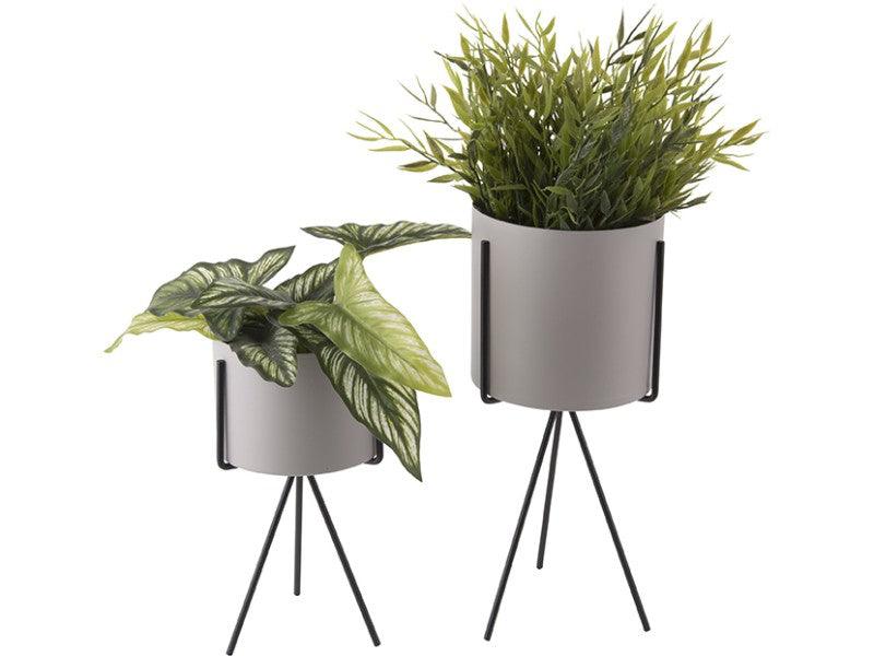 Present Time Pedestal Flower Pot Set - Warm Grey | {{ collection.title }}