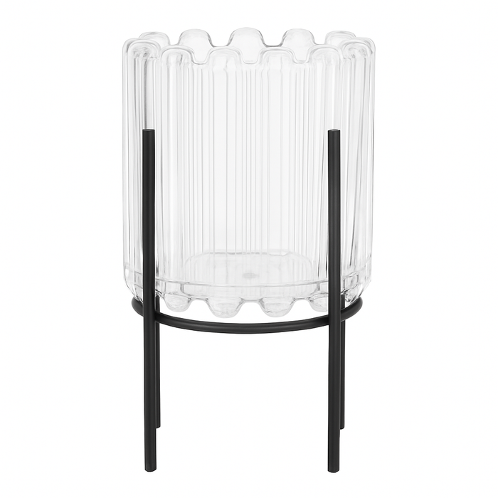 Present Time Stilt Black Glass Votive Holder - LemonSalt