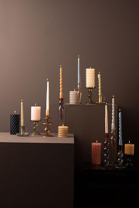 Present Time Swirl Bubbles Glass Candle Holder - Moss Green