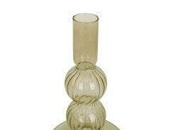 Present Time Swirl Bubbles Glass Candle Holder - Moss Green