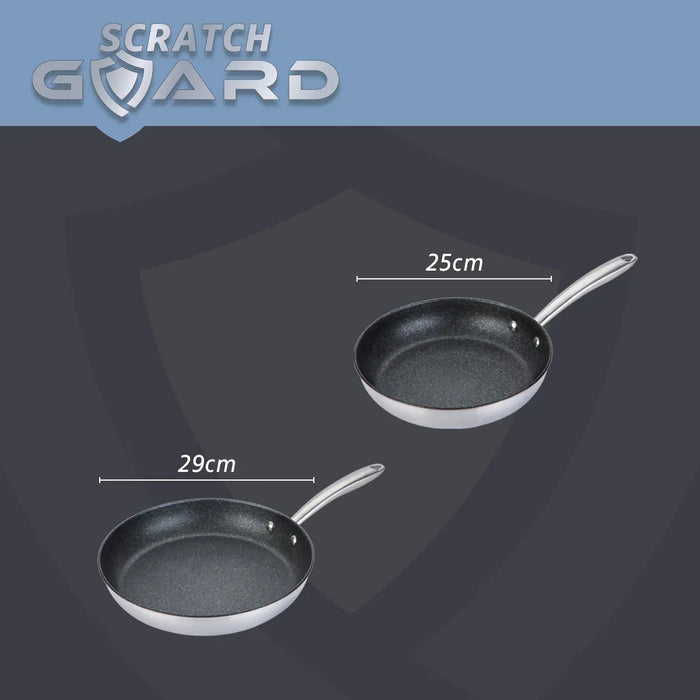 Prestige Scratch Guard NonStick Stainless Steel Frypan Twin Pack (25cm & 29cm) - LemonSalt