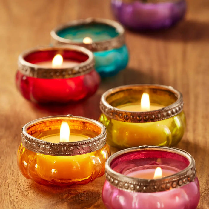 Pumpkin Glass & Iron Border Tealight - Assorted - LemonSalt