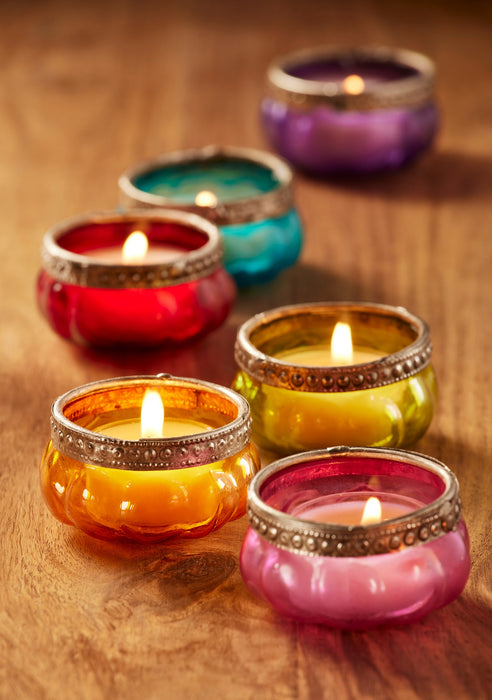 Pumpkin Glass & Iron Border Tealight - Assorted - LemonSalt