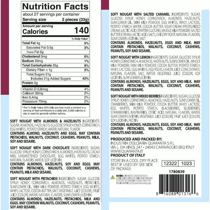 Quaranta Assorted Italian Soft Nougat (900g) - LemonSalt