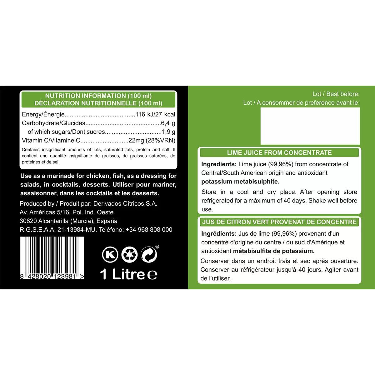 Quick Lime Squeezed Lime Juice (2x1L) - LemonSalt