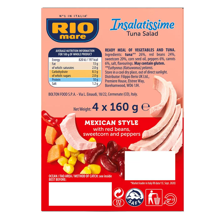 Rio Mare Insalatissime Mexican Style Tuna Salad (4x160g) - LemonSalt