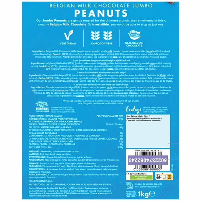 Forest Feast Belgian Milk Chocolate Coated Jumbo Peanuts (1kg)