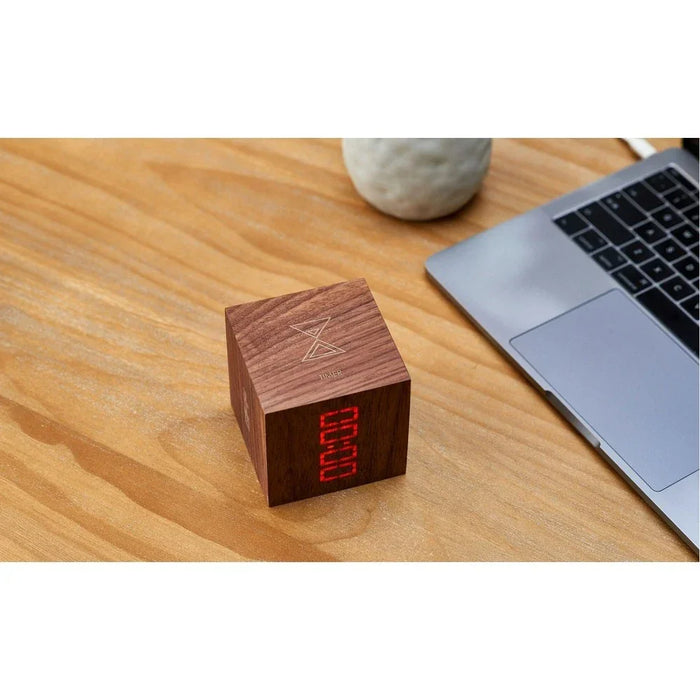 Gingko Cube Plus Clock - Walnut