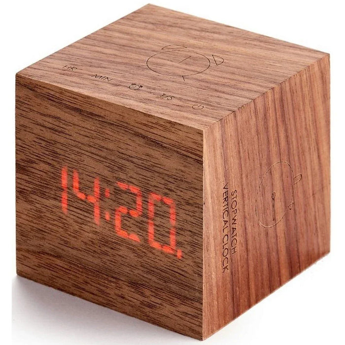 Gingko Cube Plus Clock - Walnut