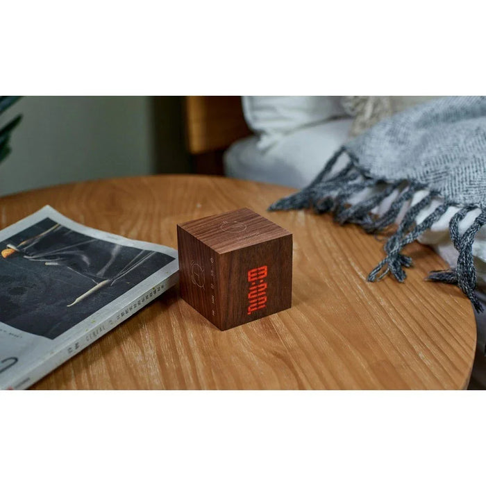 Gingko Cube Plus Clock - Walnut