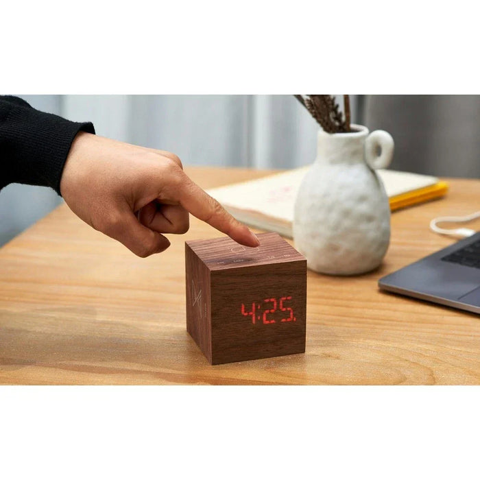 Gingko Cube Plus Clock - Walnut