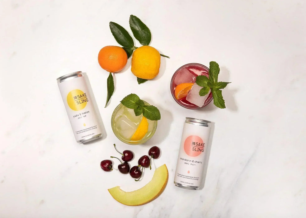 Sake Sling Sparkling Premixed Cocktails - Mandarin & Cherry (4x250ml) - LemonSalt