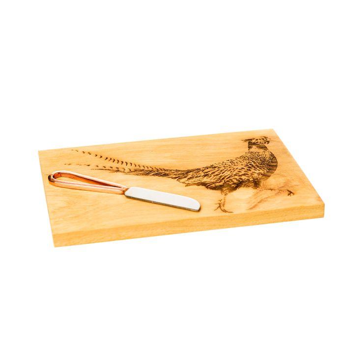 Scottish Made - Oak Cheese Board & Knife Set - Pheasant | {{ collection.title }}
