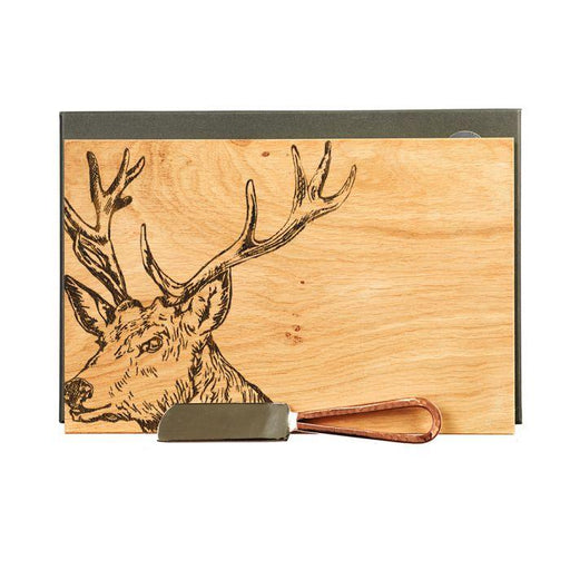 Scottish Made - Oak Cheese Board & Knife Set - Stag | {{ collection.title }}