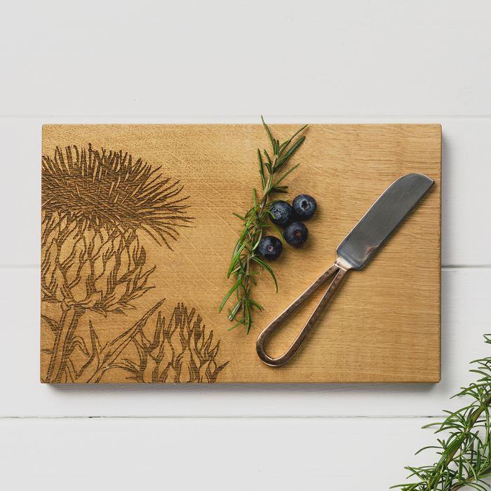 Scottish Made - Oak Cheese Board & Knife Set - Thistle | {{ collection.title }}