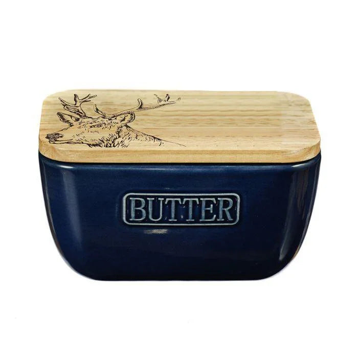 Selbrae House - Blue Butter Dish - Stag