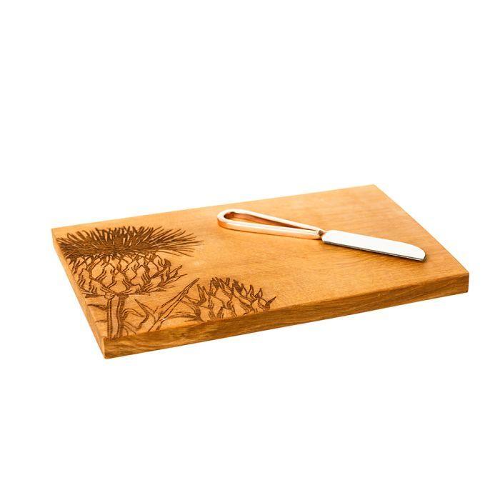 Selbrae House - Oak Cheese Board & Knife Set - Thistle