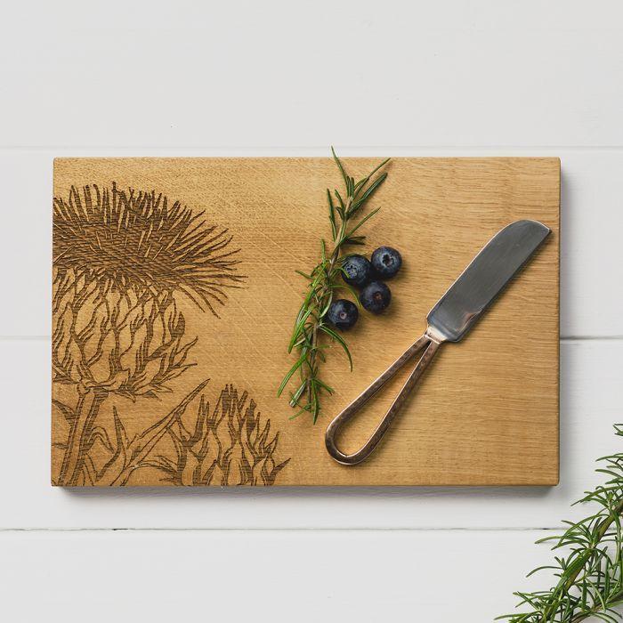 Selbrae House - Oak Cheese Board & Knife Set - Thistle