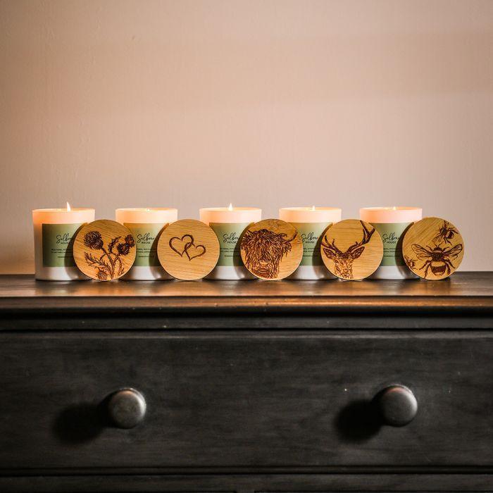 Selbrae House White Candle - Fresh Fennel, Patchouli & Carrot - Highland Cow