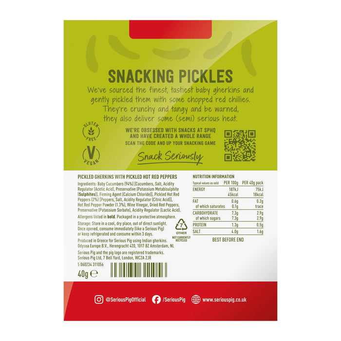 Serious Pig Snacking Pickles With Chilli (40g) - LemonSalt