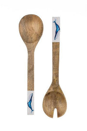 Shoeless Joe Blue Whale Wooden Salad Servers