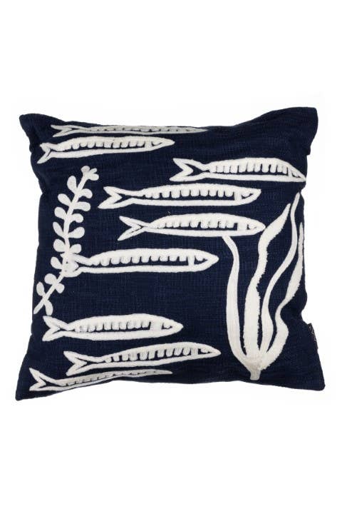 Shoeless Joe Indigo Sardines and Seaweed Cushion - LemonSalt