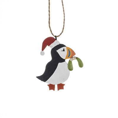 Shoeless Joe Puffin with Mistletoe Tree Decoration - LemonSalt