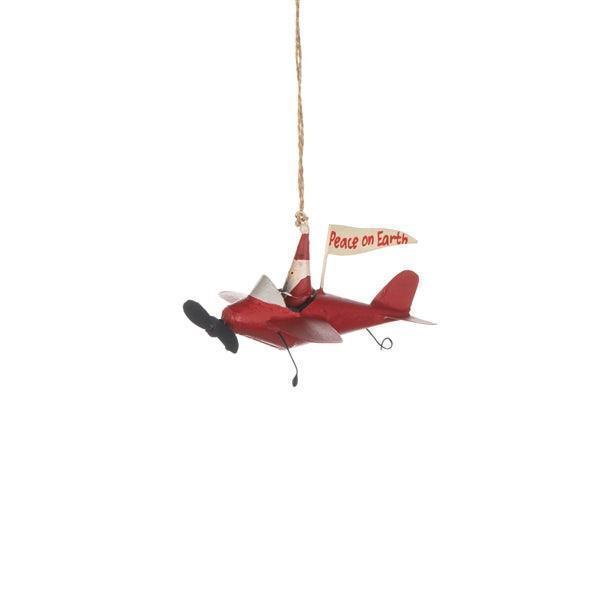 Shoeless Joe Santa in Red Airplane Tree Decoration - LemonSalt