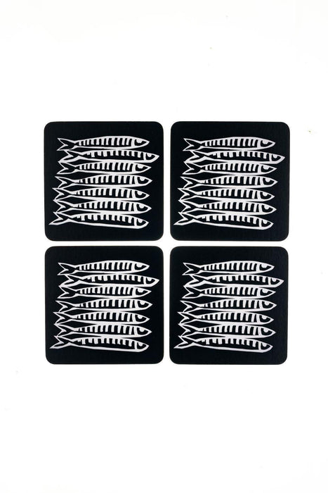 Shoeless Joe Sardine White Cork Backed Coasters (4)