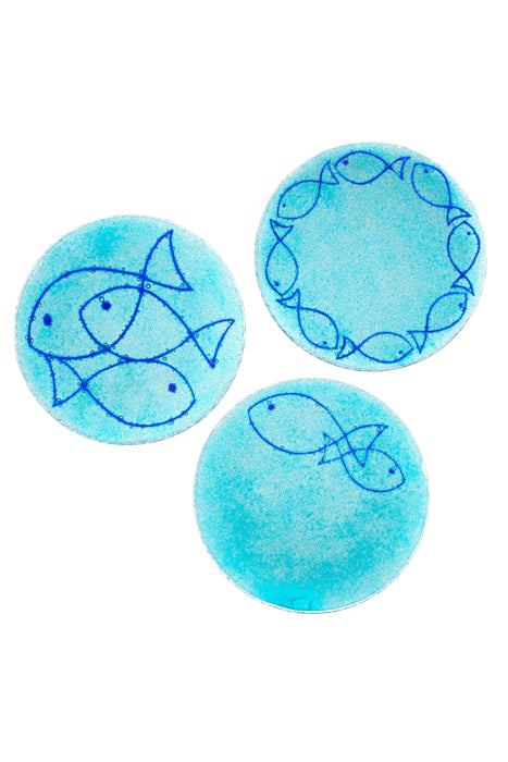 Shoeless Joe Set of 3 Scribble Fish Plates