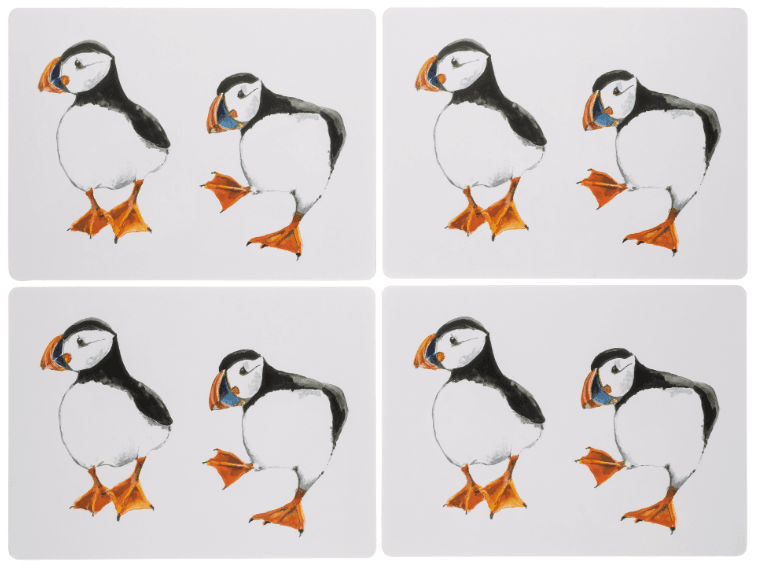 Shoeless Joe Set of 4 Puffin Cork Backed Placemats