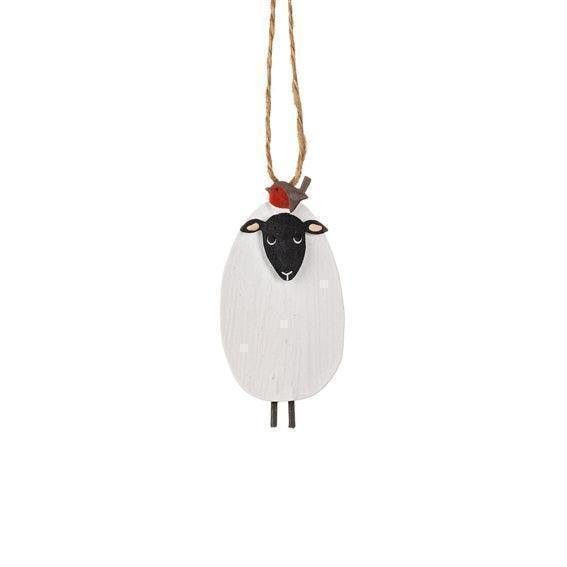 Shoeless Joe Sheep w'Robin Tree Decoration - LemonSalt