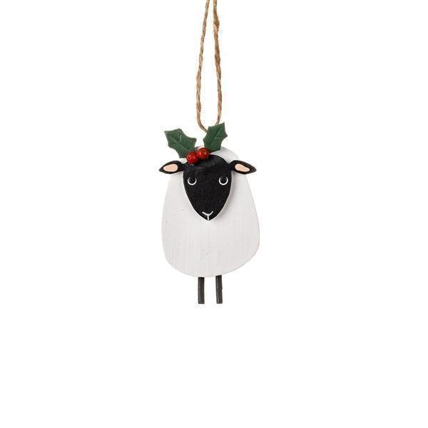 Shoeless Joe Sheep with Holly Tree Decoration - LemonSalt