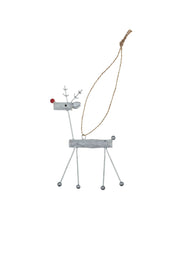 Shoeless Joe Slim White Reindeer Christmas Tree Decoration