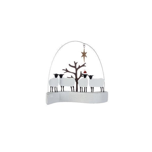 Shoeless Joe Winter Sheep on Curve Tree Decoration - LemonSalt