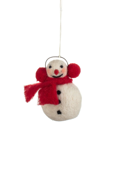 Shoeless Joe Wool snowman in ear muffs Christmas Tree Decoration