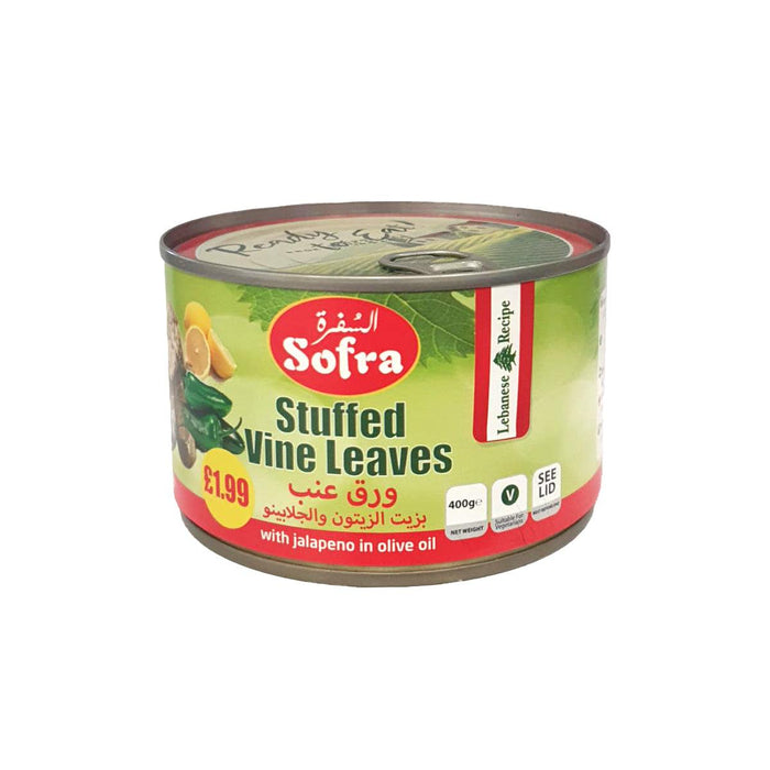 Sofra Stuffed Vine Leaves with Jalapeno in Olive Oil (400g) - LemonSalt
