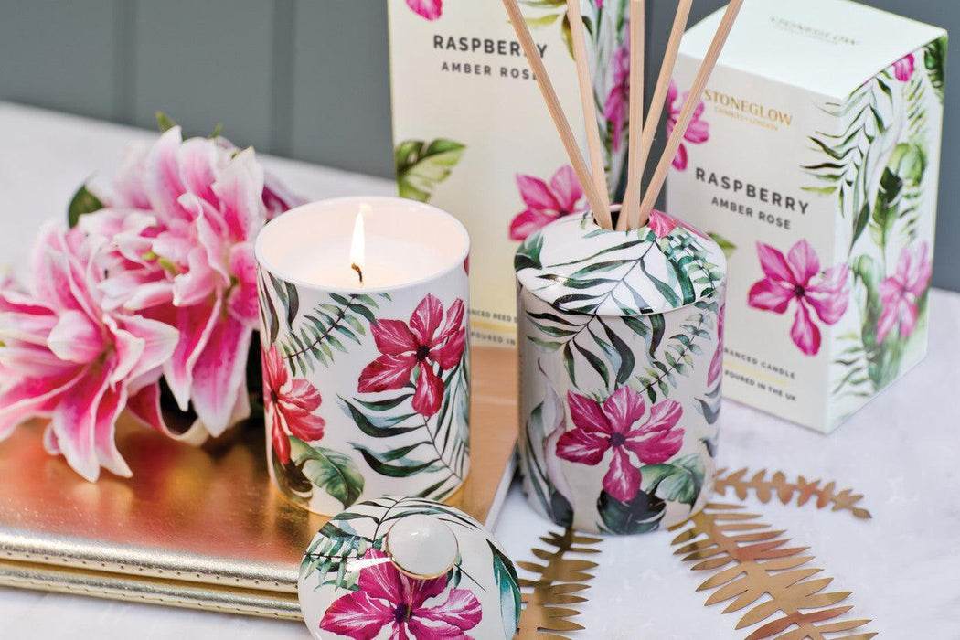 Stoneglow - Raspberry Amber Rose Scented Candle