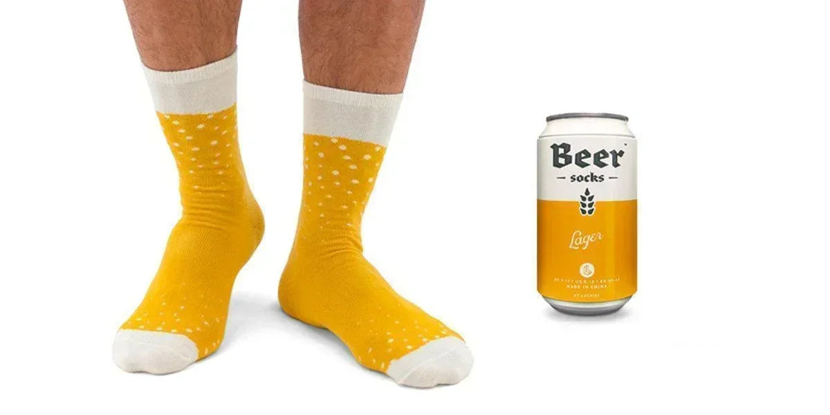 Suck UK Lager Beer Socks - Yellow - LemonSalt