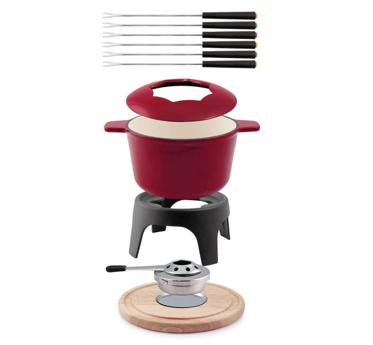 Swissmar Sierra 12-Piece Fondue Set: Cherry Red - LemonSalt