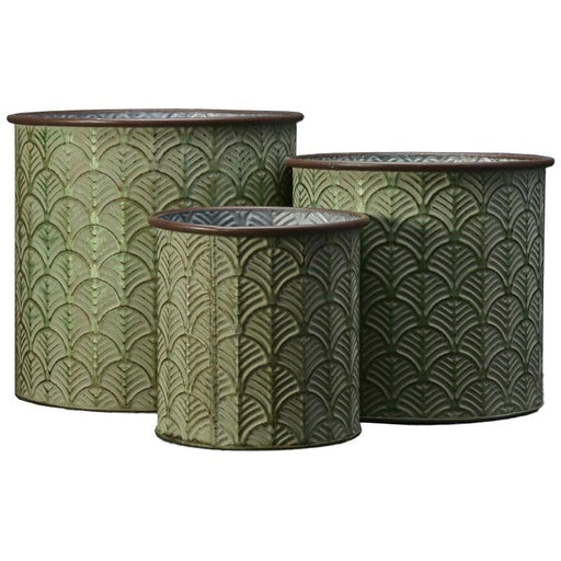 The Satchville Gift Co. - Set of Three Zinc Vintage Green Planters | {{ collection.title }}