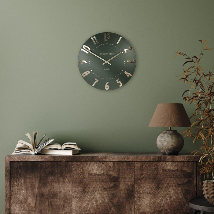 Thomas Kent Mulberry Wall Clock - Olive Green - 30cm - LemonSalt