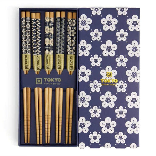 Tokyo Design Studio Chopstick Giftset - Blue (5 Pairs) - LemonSalt